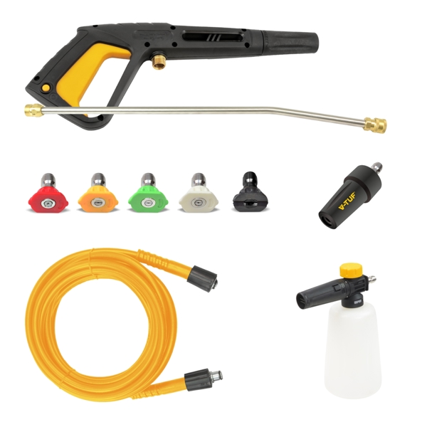 V-TUF V5 240v X2 Tough DIY Electric High Power Pressure Jet Washer 2400psi, 165Bar, 7.2L/min - Patio & Car Cleaner Starter Kit Included