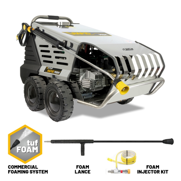 V-TUF RAPID MSHF 240v Professional Hot Water Industrial Mobile Pressure Washer with COMMERCIAL FOAM SYSTEM