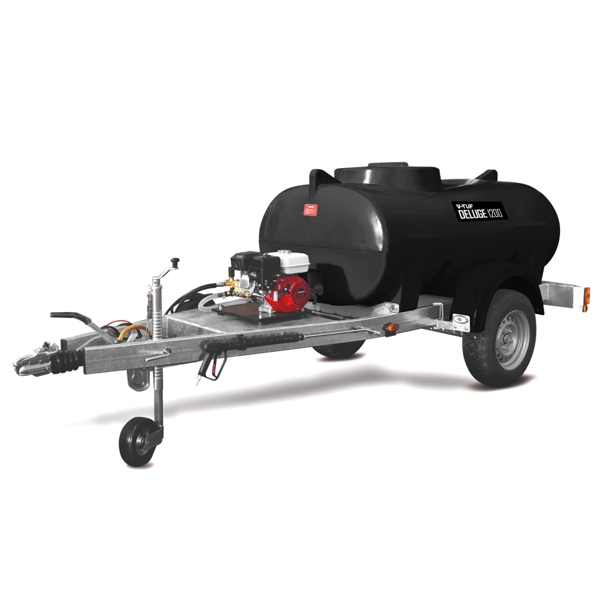 V-TUF DELUGE 13HP 4000psi, 275Bar, 15L/min Gearbox Driven Electric Start Honda Petrol 1125ltr Highway Trailer Bowser Pressure Washer - With Hose Reel 