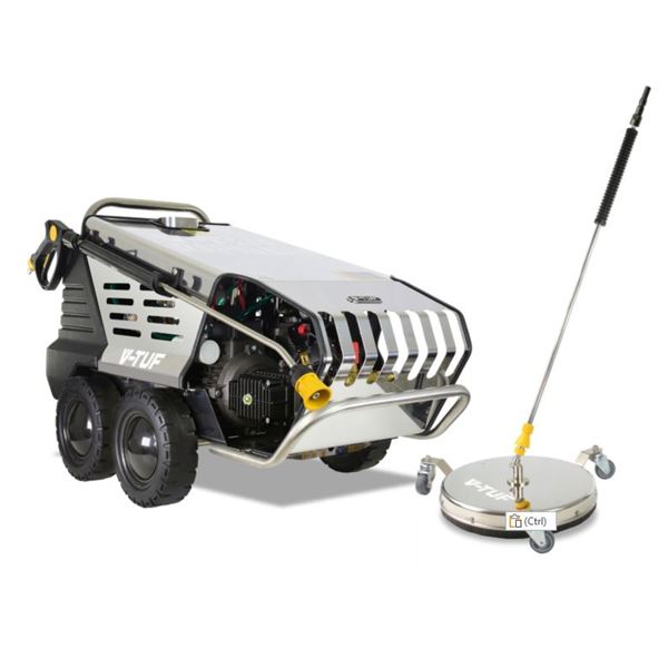 V-TUF RAPID VSC 240v Hot Water Stainless Industrial Mobile Pressure Washer - 1500psi, 100Bar, 12L/min & 410mm tufTURBO SURFACE CLEANER