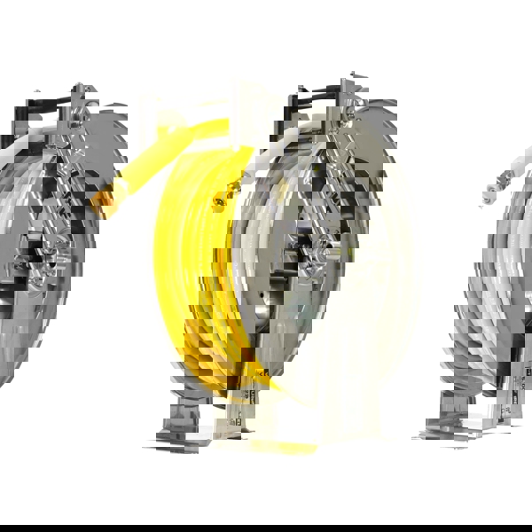 20M V-TUF Retractable tufREEL - Stainless Steel + 20M tufCOVER YELLOW 3/8 2W HOSE MSQ KIT & 2m PATCH HOSE