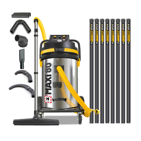 V-TUF MAXi - 80L H-Class 240v 3500w Dust Extraction Vacuum Cleaner - 10M 38mm HIGH-LEVEL CLEANING KIT 