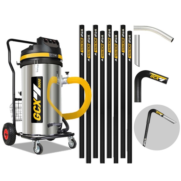V-TUF 3.5KW 100L XTRA LARGE & RUGGED Industrial Powerful Vacuum Cleaner + 40FT GCX PRO GUTTER CLEANING KIT 