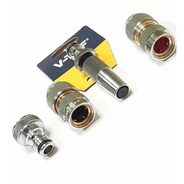 V-TUF PROFESSIONAL KCQ X4 PIECE HOSE CONNECTOR AND WATERING NOZZLE SET 1/2