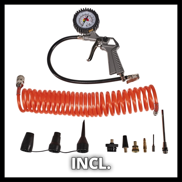 Einhell TC-AC 190/6/8 OF Set 1.6HP 6 Litre 8 Bar Oil Free Compressor & 9pc Kit