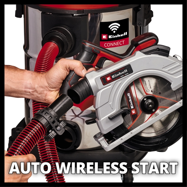 Einhell TE-VC 36/30 S Auto Li S-Solo PXC 36V 30 Litre Stainless Steel Wet and Dry Vac with Auto Power Take Off, Body Only   