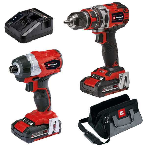 Einhell 18V Brushless Twin Pack PXC 18V Brushless Drill Kit (Combi Drill + Impact Driver)