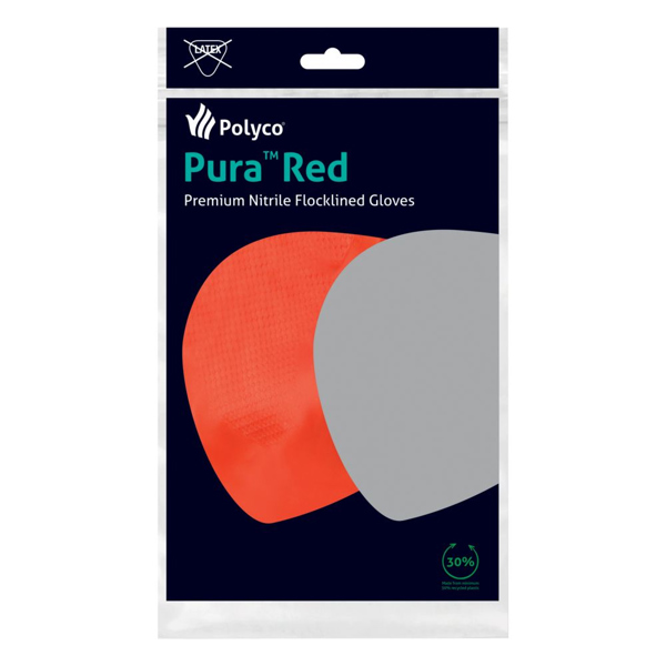 Pura Nitrile Household Gloves Red 8Medium