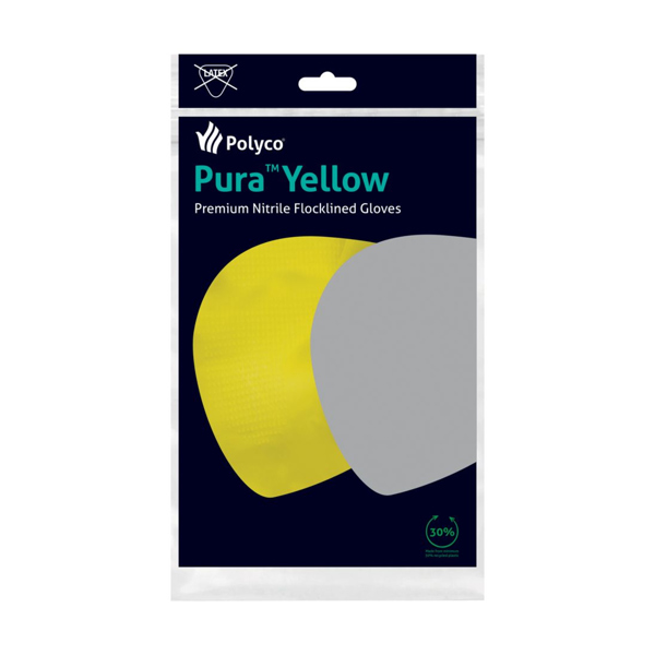 Pura Nitrile Household Gloves Yellow (Large 9)