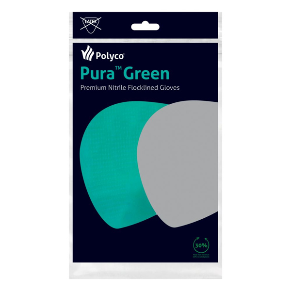 Pura Nitrile Household Gloves Green 9Large