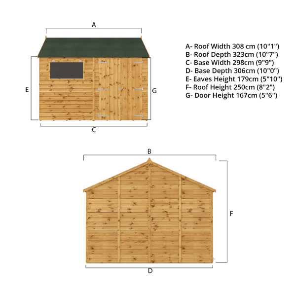 Mercia Premium Shiplap Reverse Apex Wooden Workshop 10 x 10