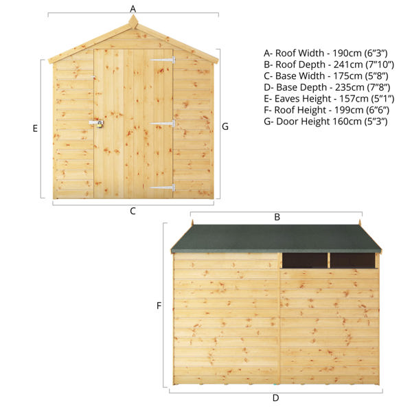 Mercia Security Shiplap Apex Wooden Shed 8 x 6