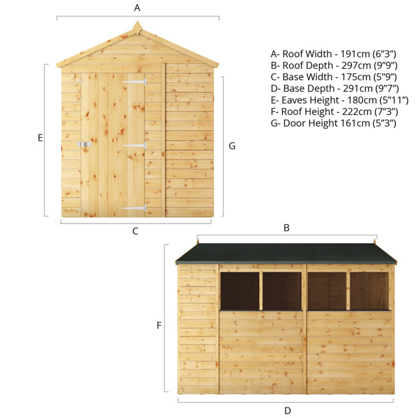 Mercia Shiplap Apex Wooden Shed 10 x 6