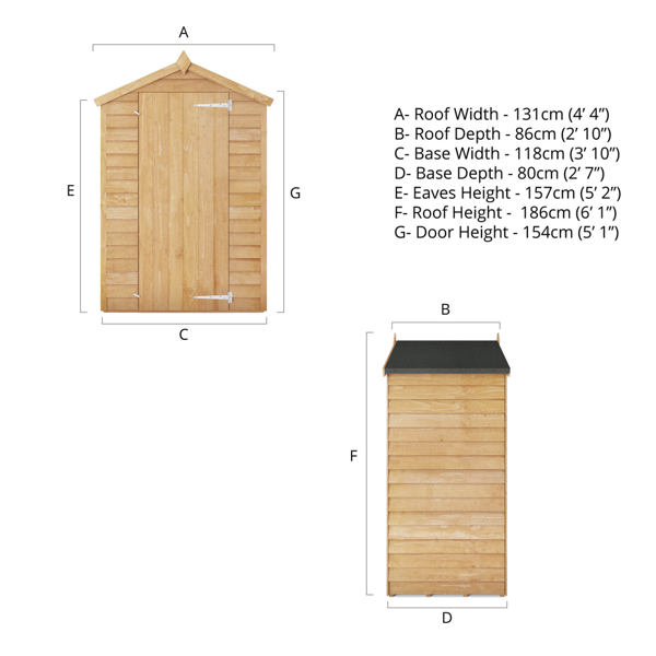 Mercia Overlap Apex Wooden Shed 3 x 4 - Windowless