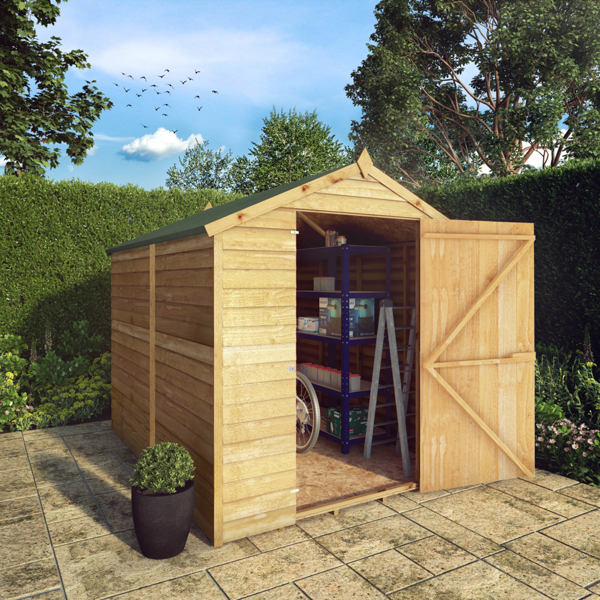 Mercia Overlap Single Door Apex Wooden Shed 8 x 6 - Windowless