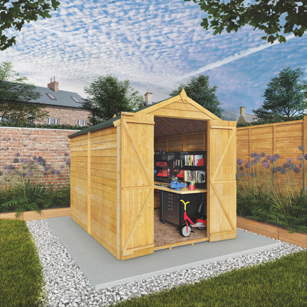 Mercia Overlap Double Door Apex Wooden Shed 8 x 6 - Windowless
