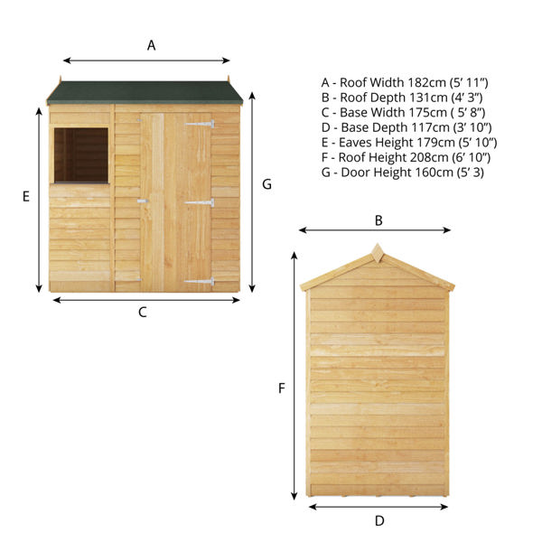Mercia Overlap Reverse Apex Wooden Shed 6 x 4