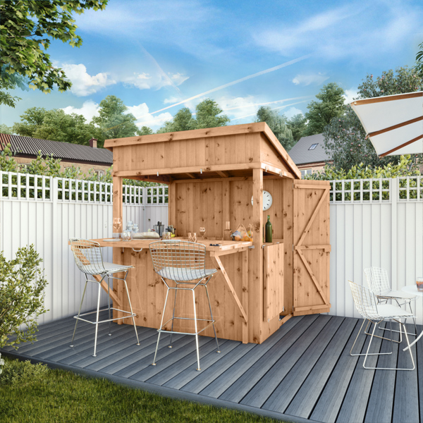 Mercia Premium Pressure Treated Wooden Garden Bar with Shutters 6 x 4