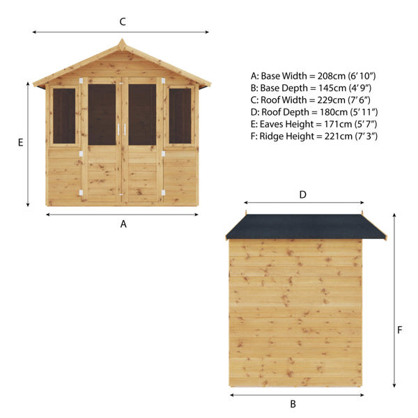 Mercia Traditional Wooden Summerhouse 7 x 5
