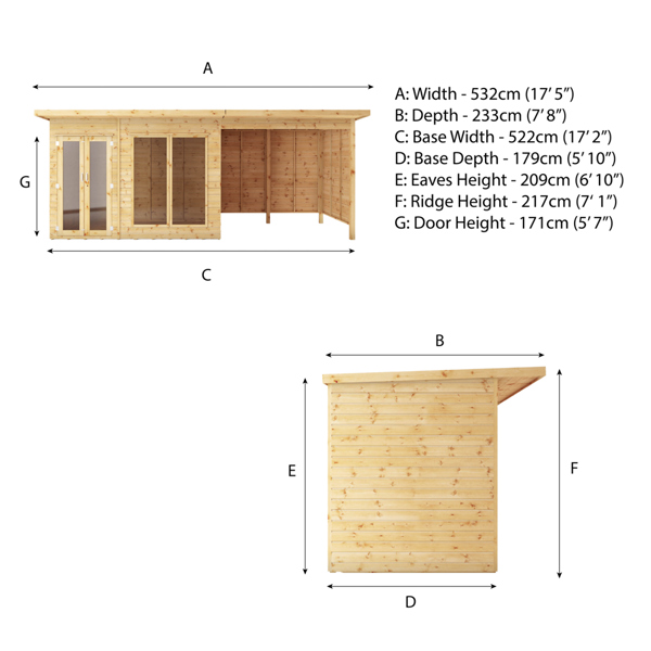 Mercia Maine Wooden Summerhouse with Patio Area 18 x 6