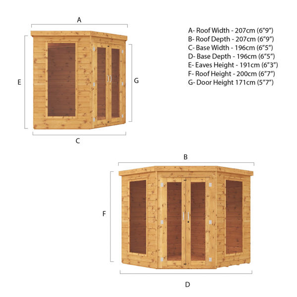 Mercia Premium Corner Wooden Summerhouse 7 x 7