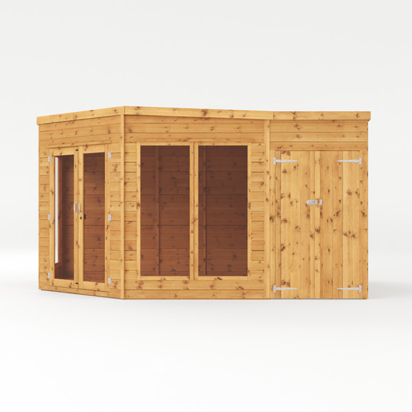 Mercia Premium Corner Wooden Summerhouse with Side Shed 13 x 9