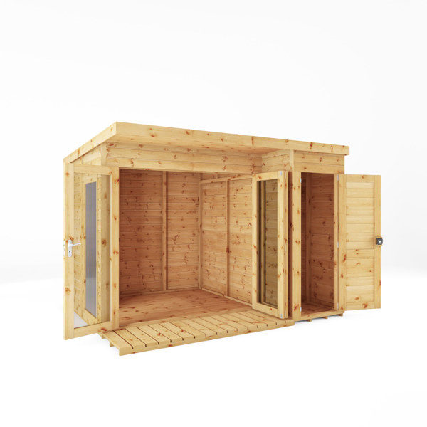Mercia Premium Contemporary Wooden Summerhouse with Side Shed 10 x 8