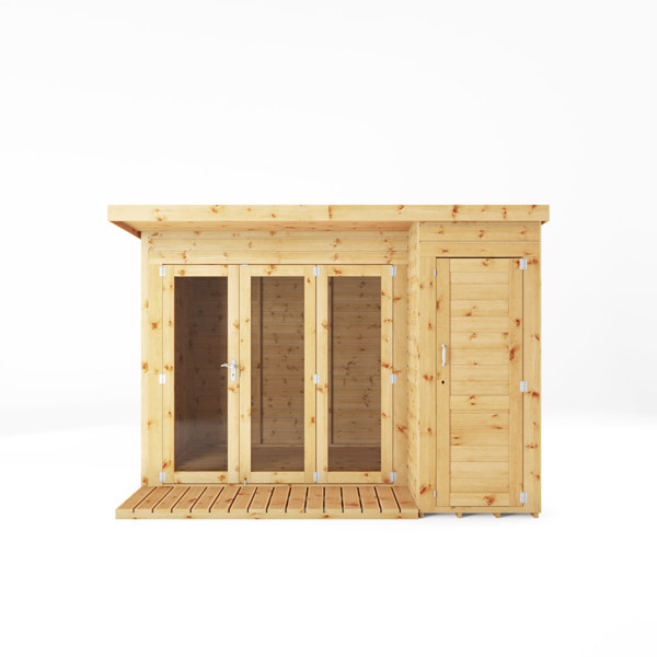 Mercia Premium Contemporary Wooden Summerhouse with Side Shed 10 x 8