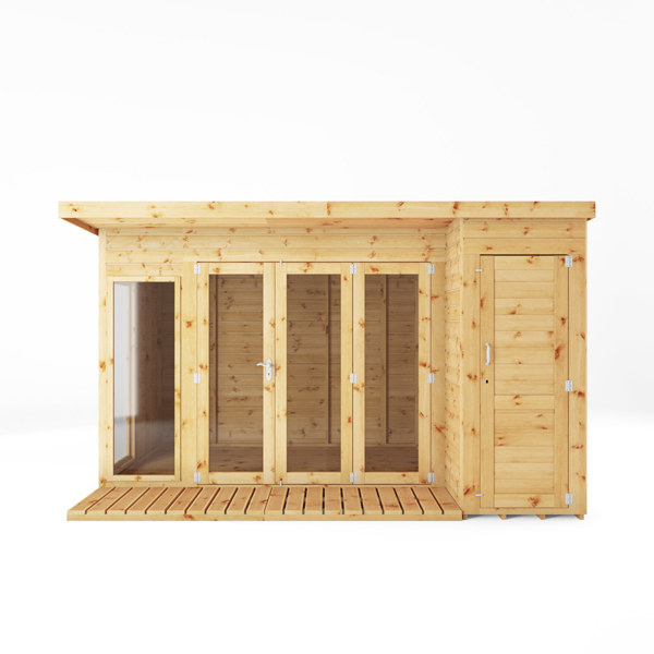 Mercia Premium Contemporary Wooden Summerhouse with Side Shed 12 x 8