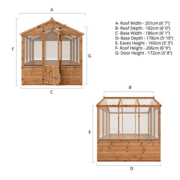 Mercia Traditional Wooden Greenhouse 6 x 6