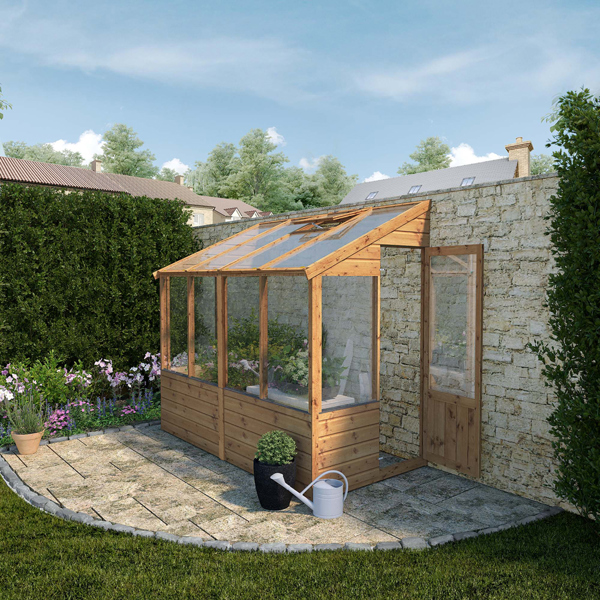 Mercia Traditional Lean-To Wooden Greenhouse 8 x 4