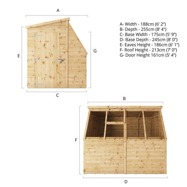 Mercia Premium Wooden Potting Shed Greenhouse 8 x 6