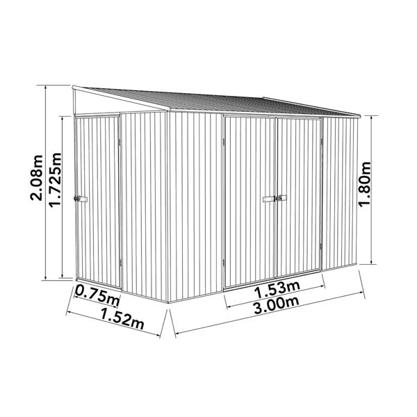 Absco Metal Bike Shed 10 x 5 (Woodland Grey)