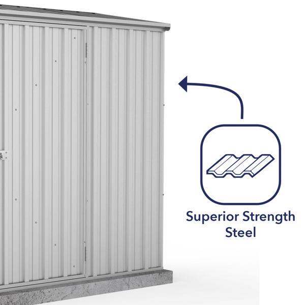 Absco Space Saver Pent Metal Shed 7 x 3 (Zinc)
