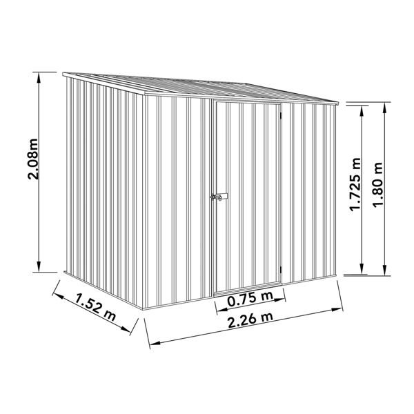 Absco Space Saver Titanium Pent Metal Shed 7 x 5 (Zinc)