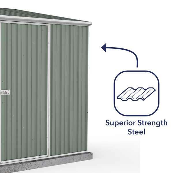 Absco Space Saver Titanium Pent Metal Shed 7 x 5 (Pale Eucalyptus)