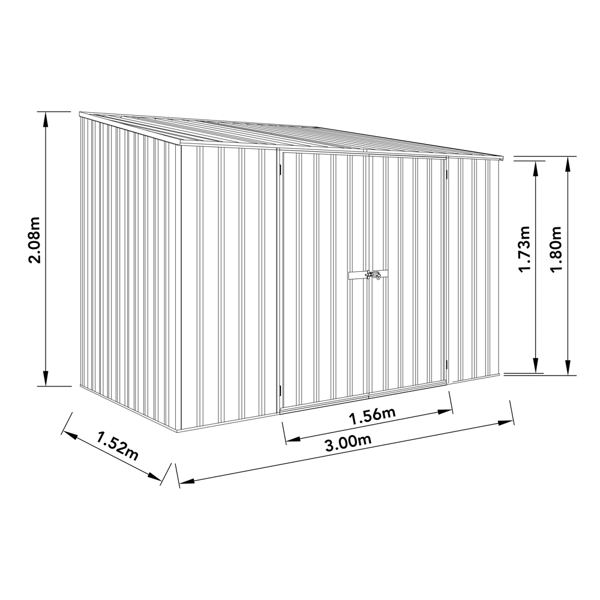 Absco Space Saver Titanium Pent Metal Shed 10 x 5 (Zinc)