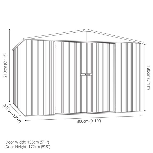 Absco Regent Metal Shed 10 x 12 (Woodland Grey)