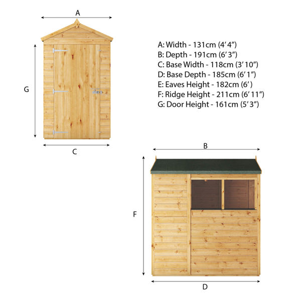 Mercia Woodsman Shiplap Apex Wooden Shed 6 x 4