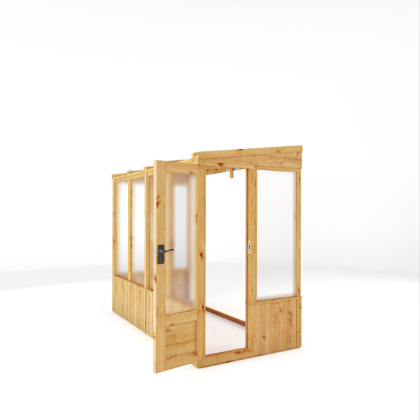 Mercia Woodsman Pent Lean-To Wooden Greenhouse 8 x 4 - Polycarbonate Glazing