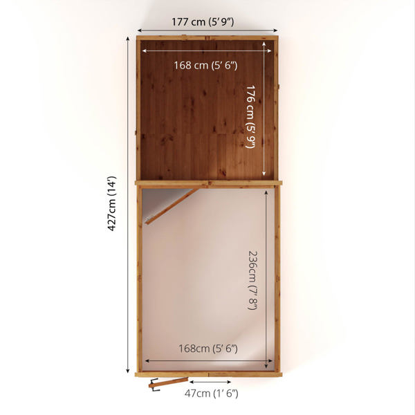 Mercia Woodsman Apex Greenhouse Combi Shed 14 x 6