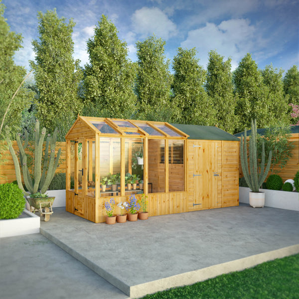 Mercia Woodsman Apex Greenhouse Combi Shed 14 x 6