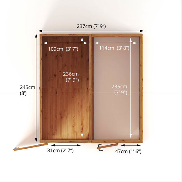Mercia Woodsman Apex Greenhouse Combi Shed 8 x 8