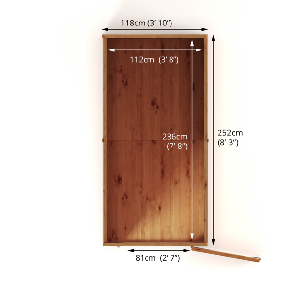 Mercia Shiplap Pent Wooden Shed 8 x 4 - Windowless