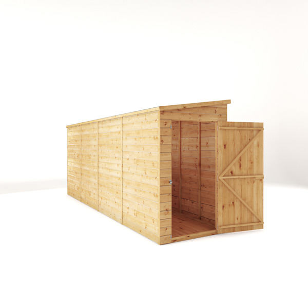 Mercia Shiplap Pent Wooden Shed 16 x 4 - Windowless