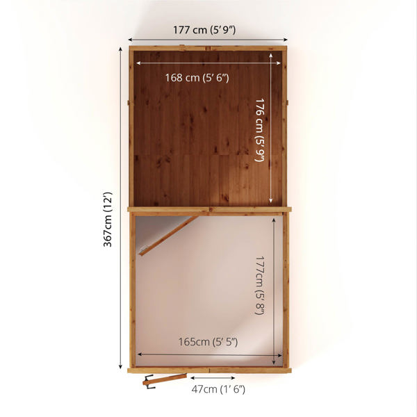 Mercia Woodsman Apex Greenhouse Combi Shed 12 x 6 - Glass Glazing