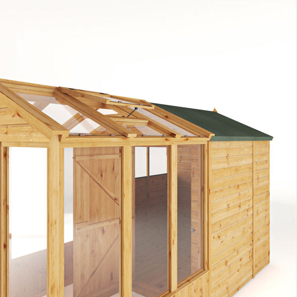 Mercia Woodsman Apex Greenhouse Combi Shed 12 x 6 - Glass Glazing