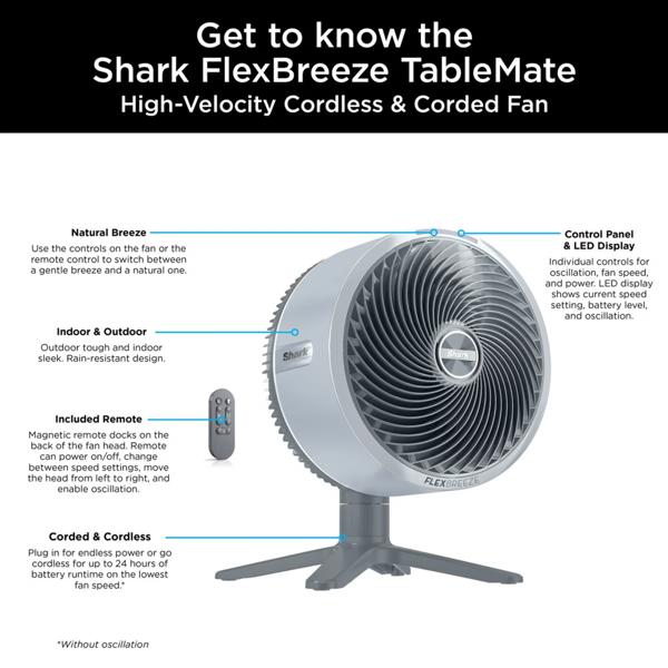 Shark FlexBreeze TableMate Indoor to Outdoor High-Velocity Tabletop Fan FA150UK