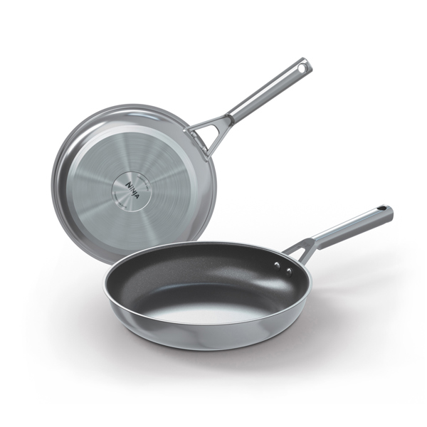 Ninja ZEROSTICK Stainless Steel 2-Piece Frying Pan Set (20cm & 26cm) C62100UK