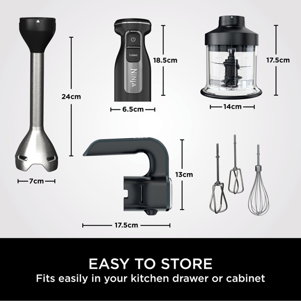 Ninja Foodi 3-in-1 Hand Blender, Mixer & Chopper CI100UK
